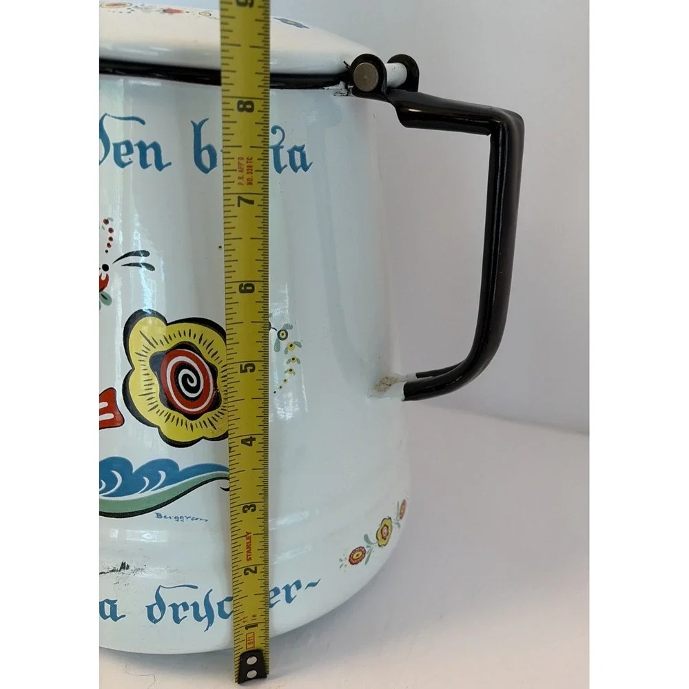 Vintage 1960's BERGGREN Scandinavian Enamelware Large Coffee Pot As Is